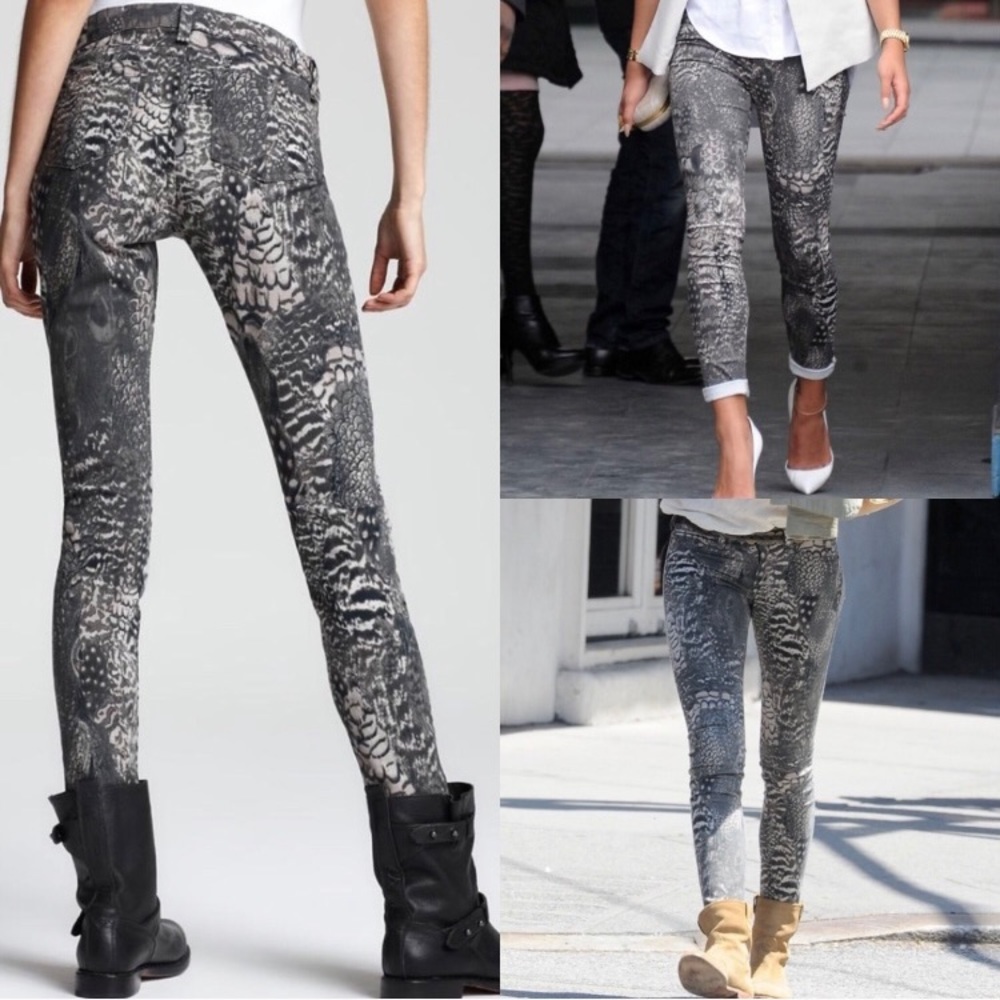 rag & bone skinny feather print jeans